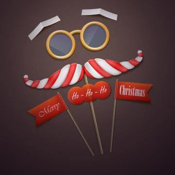 Santas mustache and glasses vector illustration. Stock Illustration