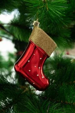 Santa's red boot artwork Stock Photos