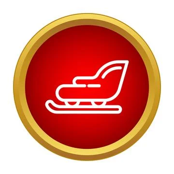 Santa's sleigh icon inside a festive red circle button Stock Illustration