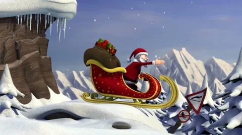 Santa's sleigh jump Stock Footage