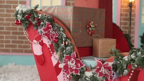 Santa's Sleigh With Presents Box Video stock 71509117