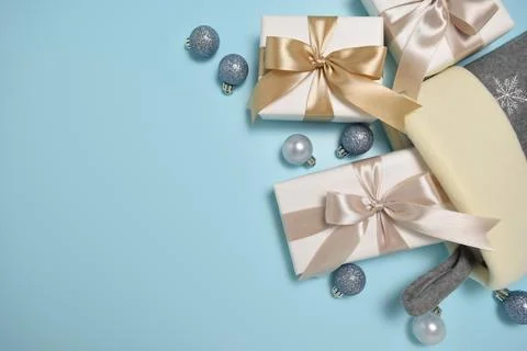 Santa's stocking with gifts Stock Photos