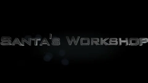 Santa's workshop 3D title, metal text animation on black alpha channel Stock Footage 255831183
