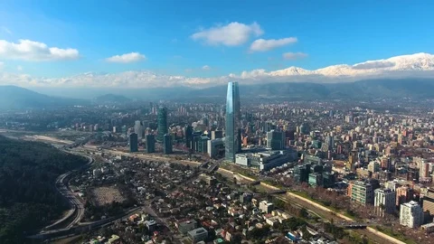 Santiago Chile Drone Aerial Footage of the City - Santiago Timelapse Stock Footage