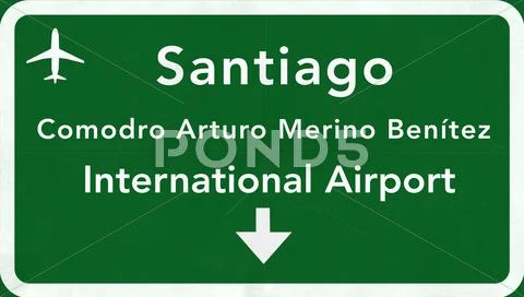 Santiago Chile International Airport Highway Sign ~ Clip Art #52964559