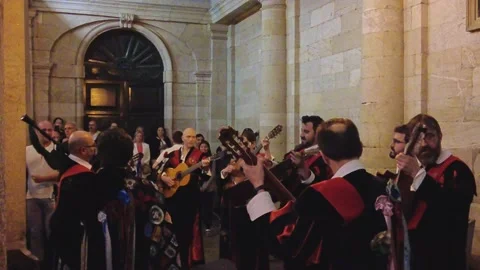 Santiago de Compostela, Spain - Jun 19, 2022: Street musicians Stock Footage 201951657