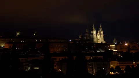 Santiago de Compostela view at night Vidéo 115357448