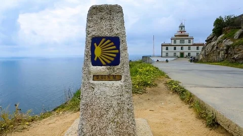 Santiago pilgrim way zero pointer Vídeo Stock 76245657