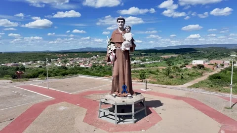 Santo Antonio Statue. Catholic Sanctuary. Religion Symbol Landscape. Religious Stock Footage 345693727