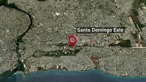 Santo Domingo Este City Map Zoom (Dominican Republic) from Space to Earth Stock Footage 275403748