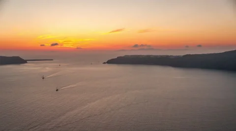 Santorini Caldera Sunset Stock Footage 52194399