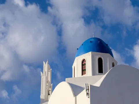 Santorini Chapel Stockbeeldmateriaal 71889939