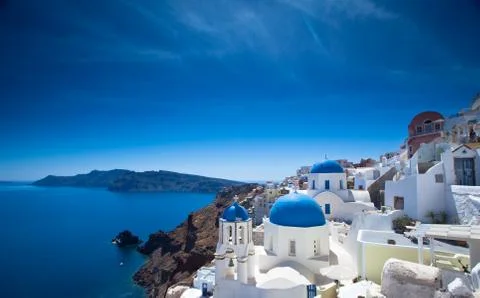 Santorini Churches 스톡 사진