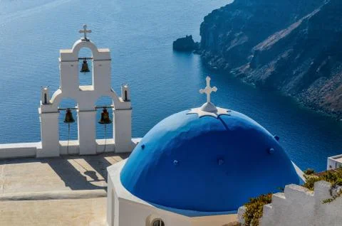 Santorini Dome View Stock Photos