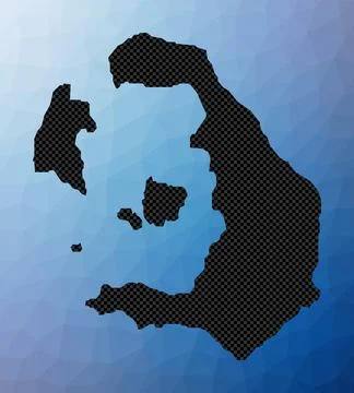 Santorini geometric map. Stencil shape of Santorini in low poly style. Styl.. 스톡 일러스트