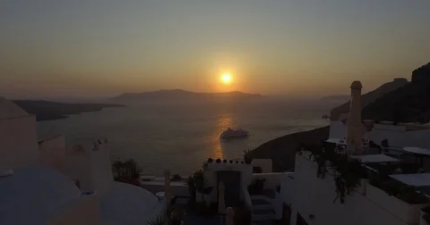 Santorini Greece Caldera Sunset Stockbeeldmateriaal 72944157