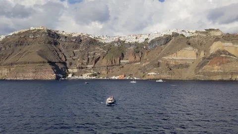 Santorini Harbor View Stock Footage 299732742