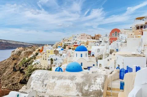 Santorini Hillside Stock Photos