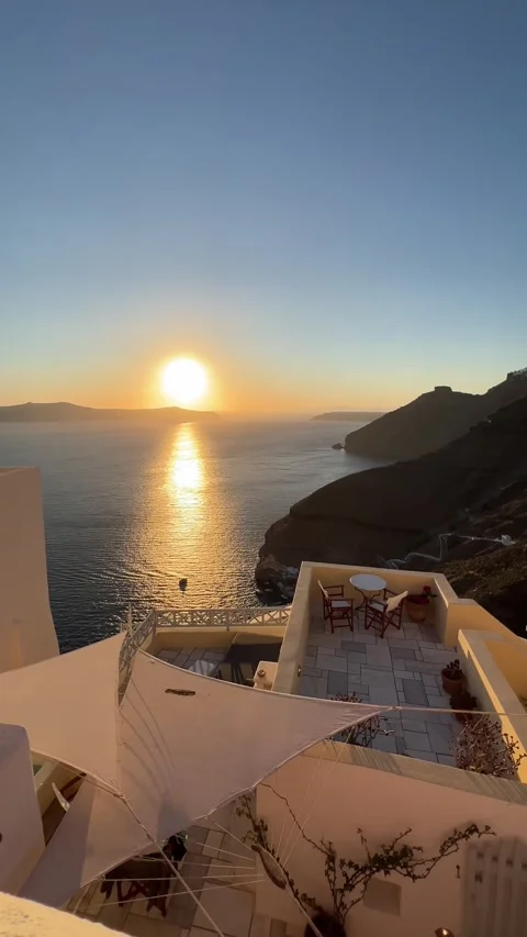Santorini island, Greece. Vertical video Stock Footage 283957053