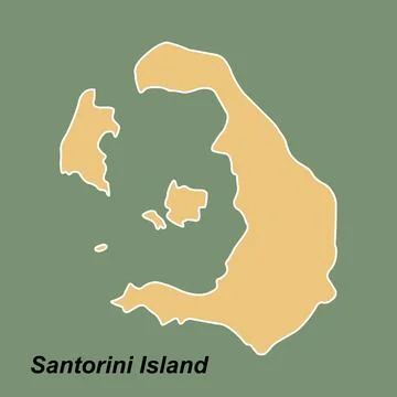 Santorini island map Stock Illustration