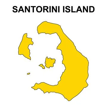Santorini island map symbol shape, travel web flat concept icon vector illust 스톡 일러스트