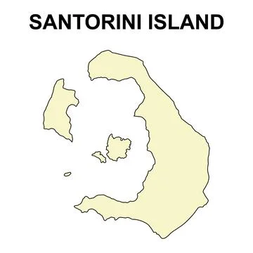 Santorini island map symbol shape, travel web flat concept icon vector illust Stock Illustration