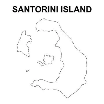 Santorini island map symbol shape, travel web flat concept icon vector illust 스톡 일러스트