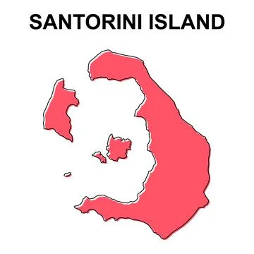 Santorini island map symbol shape, travel web flat concept icon vector illust Stock Illustration