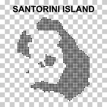 Santorini island map symbol shape, travel web flat concept icon vector illust Illustrazione stock