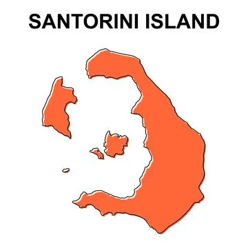 Santorini island map symbol shape, travel web flat concept icon vector illust Illustrazione stock