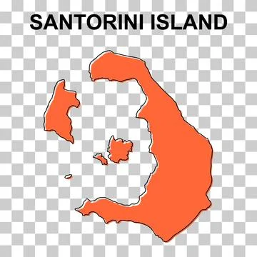 Santorini island map symbol shape, travel web flat concept icon vector illust Illustrazione stock
