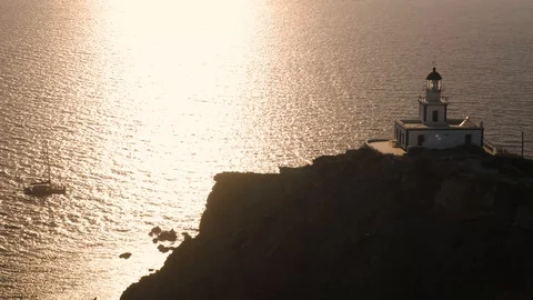 Santorini Lighthouse Stock Footage 127827531
