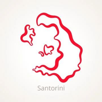 Santorini - Outline Map Stock Illustration