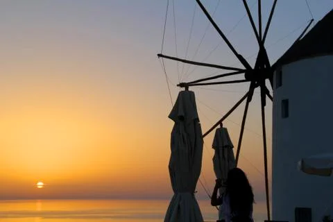 Santorini sunset Stock Illustration