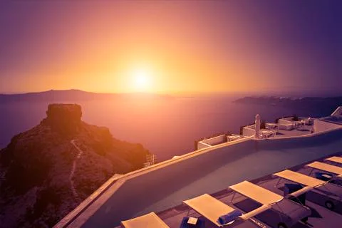 Santorini sunset Stockfoto's