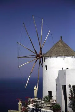 Santorini windmill Stock Photos