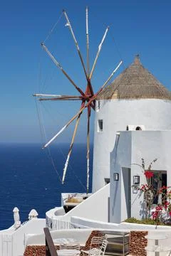 Santorini Windmill Stock Photos