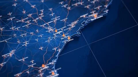 Santos map big data visualization. Futuristic map infographic of city in Brazil Stock Illustration