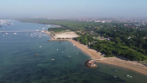 Sanur harbor pan right Stock Footage 329890247