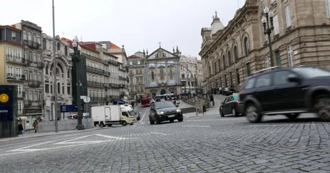 Sao Bento railway station and Almeida Garret Square Stock Footage 59138607