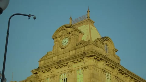 Sao Bento Station Clock Facade Detail Stock Footage 327687668