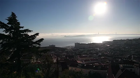 Sao Jorge Castle panoramic view of Lisbon Video stock 67998952