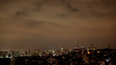 Sao Paulo night Brazil west view approaching aircrafts night 스톡 동영상 63490953
