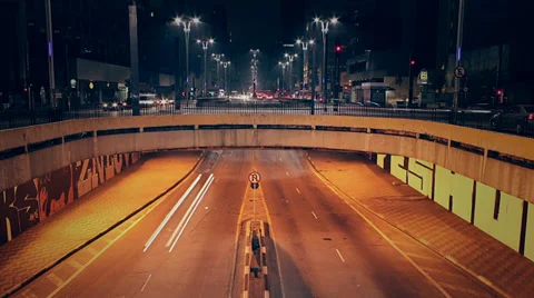 Sao Paulo Night Time Lapse Traffic, Brazil Stock Footage