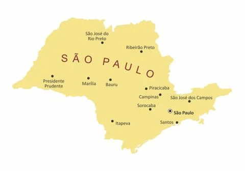 Sao Paulo State cities map Stock Illustration