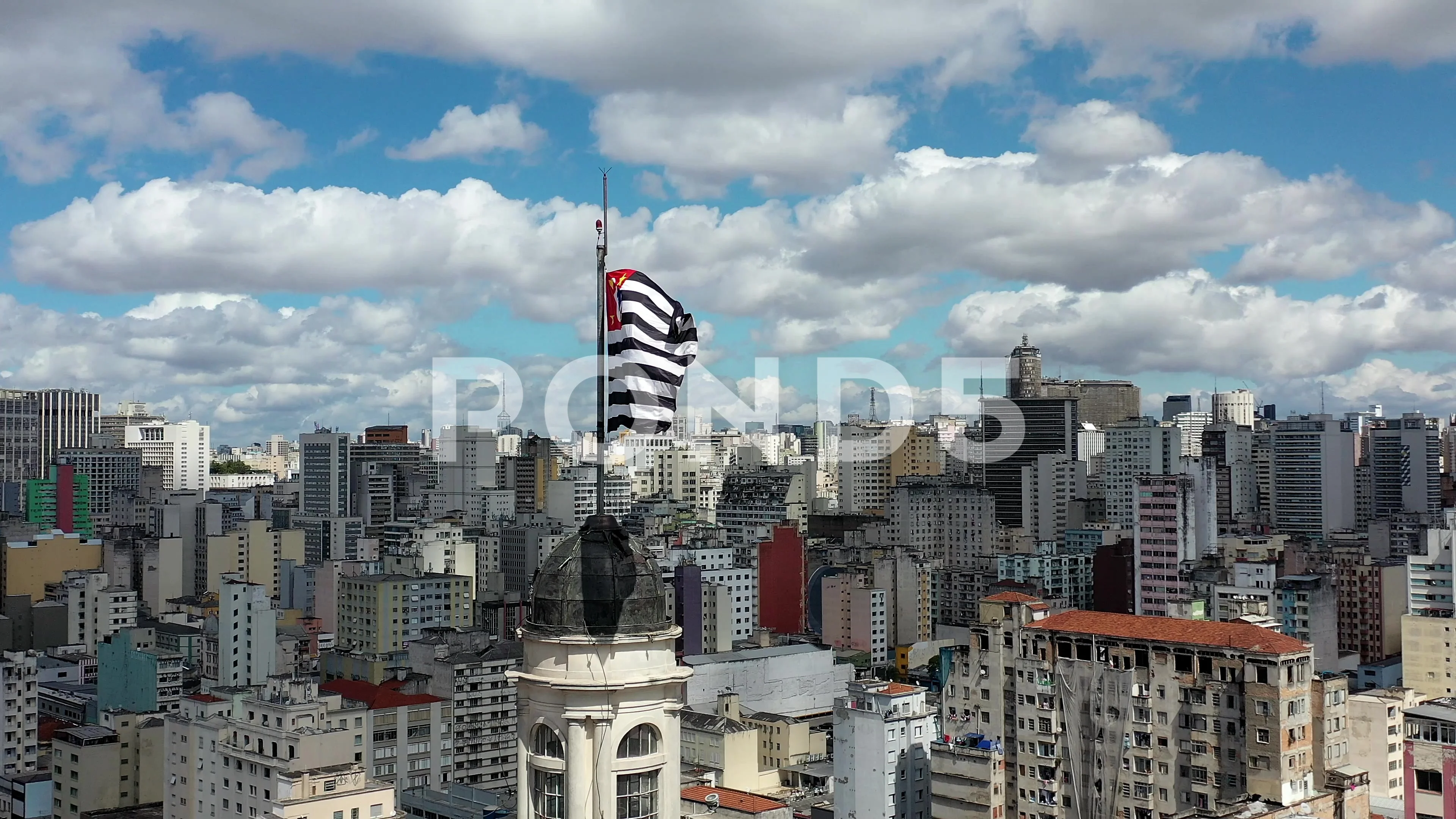 Sao Paulo State Flag Scene - Aerial View In Sao Paulo City, Brazil