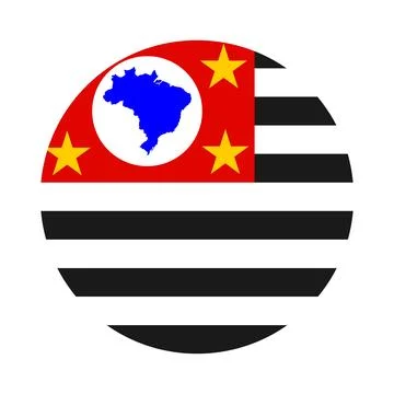 Sao Paulo State Flag vector illustration, Brazil. Sao Paulo circle badge flag Illustrazione stock