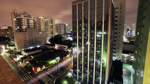 Sao Paulo timelapse by night 4k Stock Footage