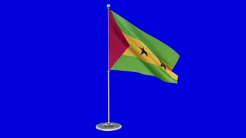 Sao tome and principe 3D Illustration Of The Waving flag On a Pole With Chroma  Stock Footage 160930053