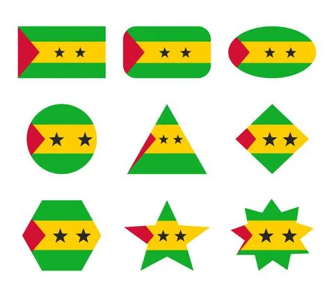 Sao tome set of flags with geometric shapes Stock Illustration